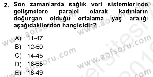 Halk Sağlığı Dersi 2018 - 2019 Yılı (Vize) Ara Sınav Soruları 2. Soru