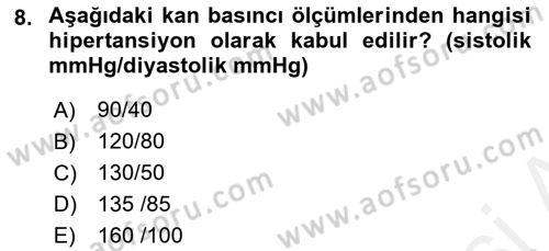 Halk Sağlığı Dersi 2018 - 2019 Yılı (Vize) Ara Sınav Soruları 8. Soru