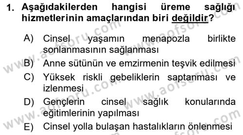 Halk Sağlığı Dersi 2018 - 2019 Yılı (Final) Dönem Sonu Sınav Soruları 1. Soru