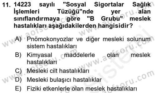 Halk Sağlığı Dersi 2018 - 2019 Yılı (Final) Dönem Sonu Sınav Soruları 11. Soru