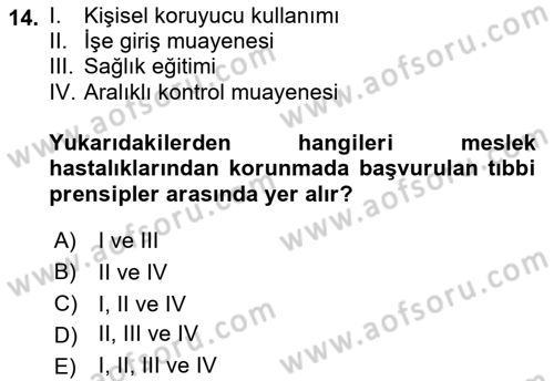 Halk Sağlığı Dersi 2018 - 2019 Yılı (Final) Dönem Sonu Sınav Soruları 14. Soru