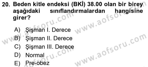 Halk Sağlığı Dersi 2018 - 2019 Yılı (Final) Dönem Sonu Sınav Soruları 20. Soru