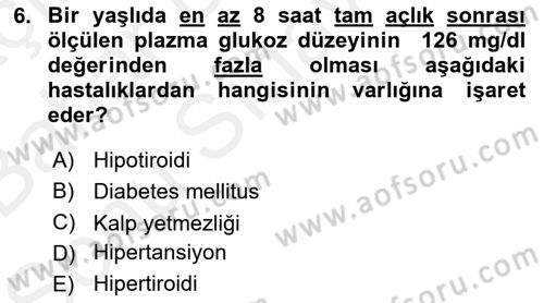 Halk Sağlığı Dersi 2018 - 2019 Yılı (Final) Dönem Sonu Sınav Soruları 6. Soru
