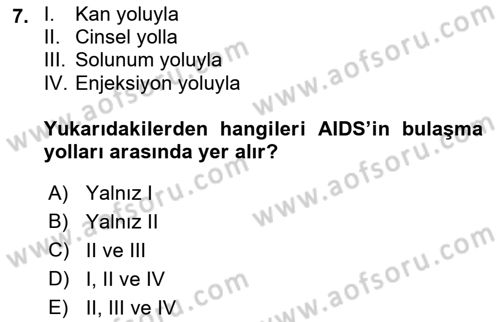 Halk Sağlığı Dersi 2018 - 2019 Yılı (Final) Dönem Sonu Sınav Soruları 7. Soru