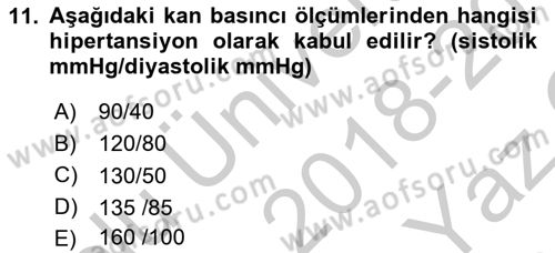 Halk Sağlığı Dersi 2018 - 2019 Yılı Yaz Okulu Sınav Soruları 11. Soru