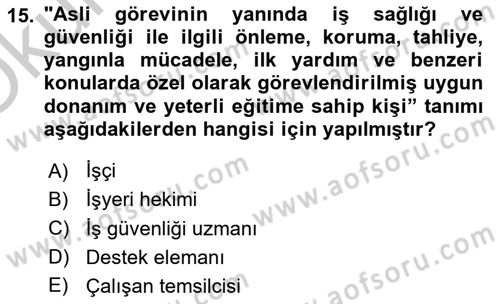 Halk Sağlığı Dersi 2018 - 2019 Yılı Yaz Okulu Sınav Soruları 15. Soru