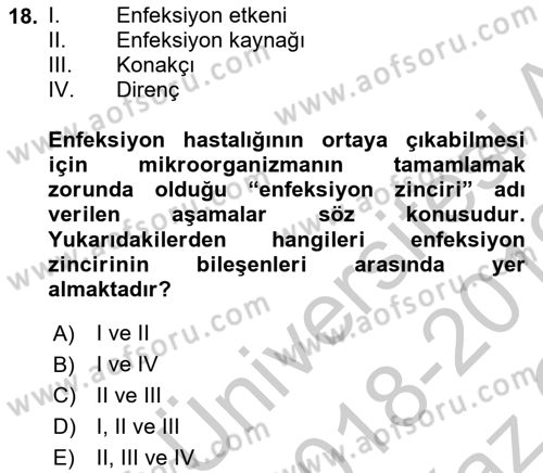 Halk Sağlığı Dersi 2018 - 2019 Yılı Yaz Okulu Sınav Soruları 18. Soru