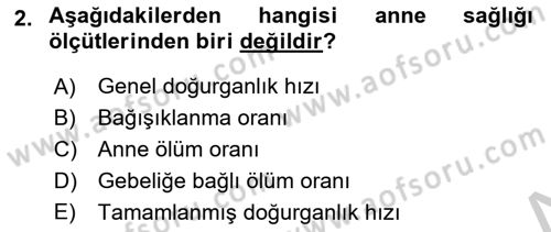 Halk Sağlığı Dersi 2018 - 2019 Yılı Yaz Okulu Sınav Soruları 2. Soru