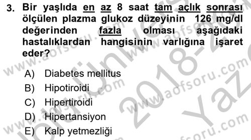 Halk Sağlığı Dersi 2018 - 2019 Yılı Yaz Okulu Sınav Soruları 3. Soru
