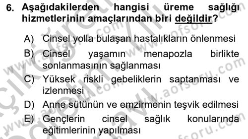 Halk Sağlığı Dersi 2018 - 2019 Yılı Yaz Okulu Sınav Soruları 6. Soru