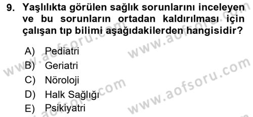 Halk Sağlığı Dersi 2018 - 2019 Yılı Yaz Okulu Sınav Soruları 9. Soru