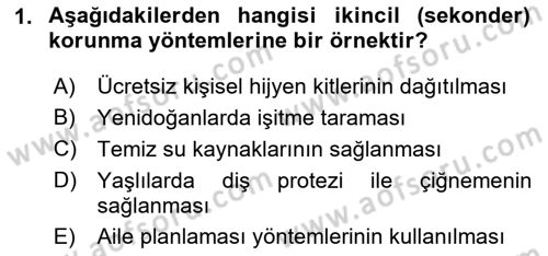 Halk Sağlığı Dersi 2024 - 2025 Yılı (Vize) Ara Sınav Soruları 1. Soru