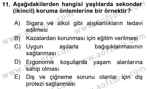 Halk Sağlığı Dersi 2024 - 2025 Yılı (Vize) Ara Sınav Soruları 11. Soru