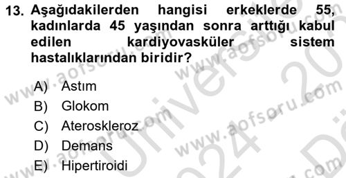 Halk Sağlığı Dersi 2024 - 2025 Yılı (Vize) Ara Sınav Soruları 13. Soru