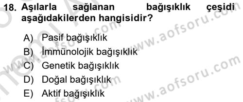 Halk Sağlığı Dersi 2024 - 2025 Yılı (Vize) Ara Sınav Soruları 18. Soru