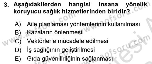Halk Sağlığı Dersi 2024 - 2025 Yılı (Vize) Ara Sınav Soruları 3. Soru