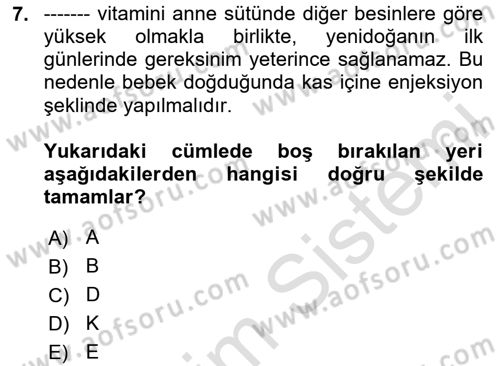 Halk Sağlığı Dersi 2024 - 2025 Yılı (Vize) Ara Sınav Soruları 7. Soru
