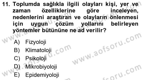 Halk Sağlığı Dersi 2024 - 2025 Yılı (Final) Dönem Sonu Sınav Soruları 11. Soru