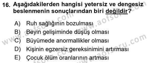 Halk Sağlığı Dersi 2024 - 2025 Yılı (Final) Dönem Sonu Sınav Soruları 16. Soru