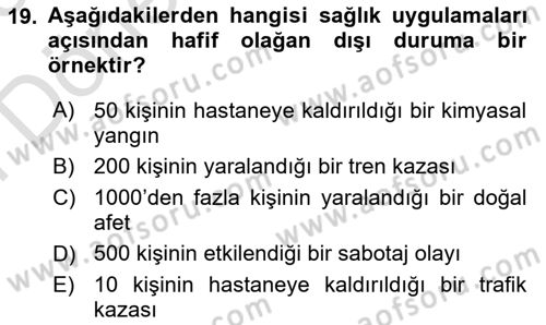Halk Sağlığı Dersi 2024 - 2025 Yılı (Final) Dönem Sonu Sınav Soruları 19. Soru