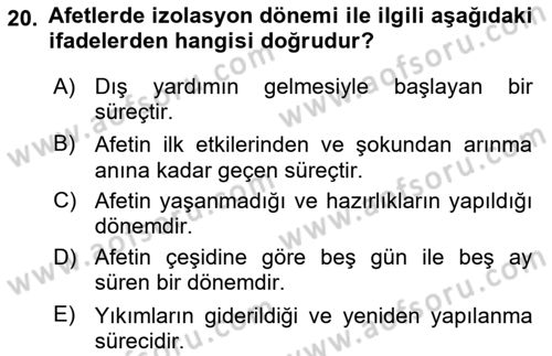 Halk Sağlığı Dersi 2024 - 2025 Yılı (Final) Dönem Sonu Sınav Soruları 20. Soru