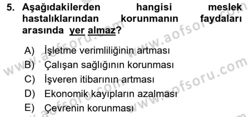 Halk Sağlığı Dersi 2024 - 2025 Yılı (Final) Dönem Sonu Sınav Soruları 5. Soru
