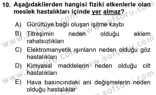 Halk Sağlığı Dersi 2024 - 2025 Yılı Yaz Okulu Sınav Soruları 10. Soru
