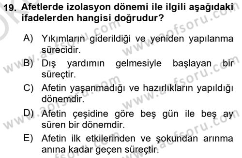 Halk Sağlığı Dersi 2024 - 2025 Yılı Yaz Okulu Sınav Soruları 19. Soru