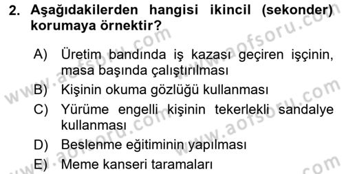 Halk Sağlığı Dersi 2024 - 2025 Yılı Yaz Okulu Sınav Soruları 2. Soru