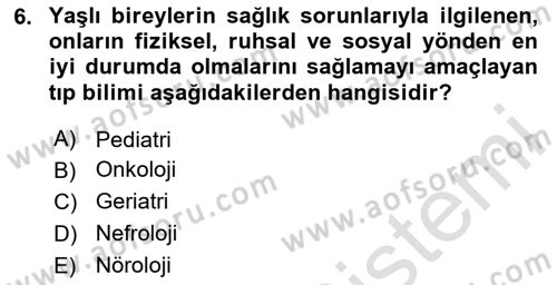 Halk Sağlığı Dersi 2024 - 2025 Yılı Yaz Okulu Sınav Soruları 6. Soru