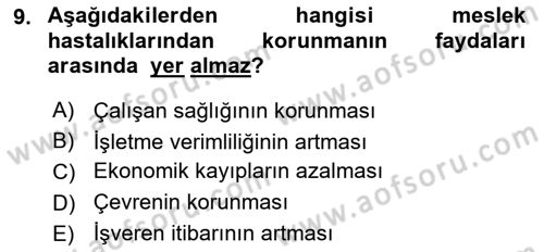 Halk Sağlığı Dersi 2024 - 2025 Yılı Yaz Okulu Sınav Soruları 9. Soru