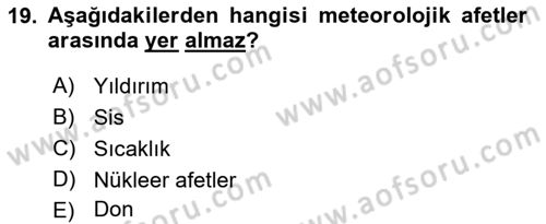 Halk Sağlığı Dersi 2025 - 2026 Yılı Yaz Okulu Sınav Soruları 19. Soru