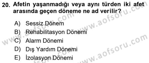 Halk Sağlığı Dersi 2025 - 2026 Yılı Yaz Okulu Sınav Soruları 20. Soru