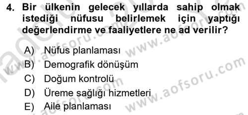 Halk Sağlığı Dersi 2025 - 2026 Yılı Yaz Okulu Sınav Soruları 4. Soru