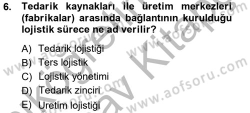 Lojistik İlkeleri Dersi 2012 - 2013 Yılı (Vize) Ara Sınavı 6. Soru