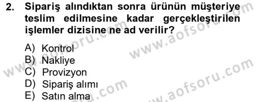 Lojistik İlkeleri Dersi 2012 - 2013 Yılı (Final) Dönem Sonu Sınav Soruları 2. Soru
