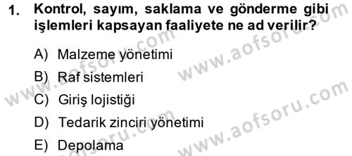 Lojistik İlkeleri Dersi Ara Sınavı Deneme Sınav Soruları 1. Soru