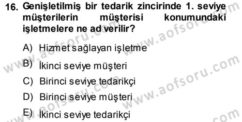 Lojistik İlkeleri Dersi Ara Sınavı Deneme Sınav Soruları 16. Soru