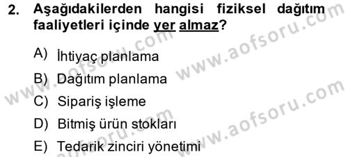 Lojistik İlkeleri Dersi 2013 - 2014 Yılı (Vize) Ara Sınav Soruları 2. Soru