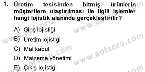 Lojistik İlkeleri Dersi Ara Sınavı Deneme Sınav Soruları 1. Soru