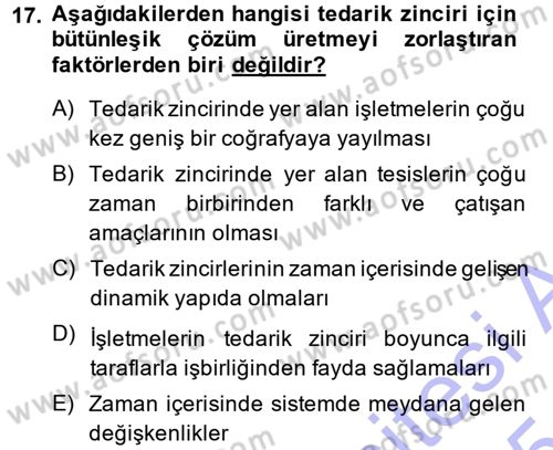 Lojistik İlkeleri Dersi 2014 - 2015 Yılı (Vize) Ara Sınav Soruları 17. Soru