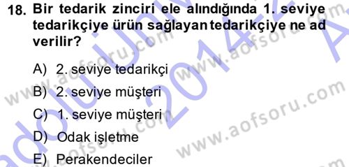 Lojistik İlkeleri Dersi Ara Sınavı Deneme Sınav Soruları 18. Soru