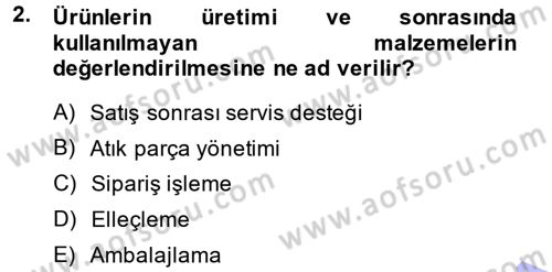Lojistik İlkeleri Dersi 2014 - 2015 Yılı (Vize) Ara Sınav Soruları 2. Soru