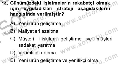 Lojistik İlkeleri Dersi 2014 - 2015 Yılı (Final) Dönem Sonu Sınav Soruları 14. Soru
