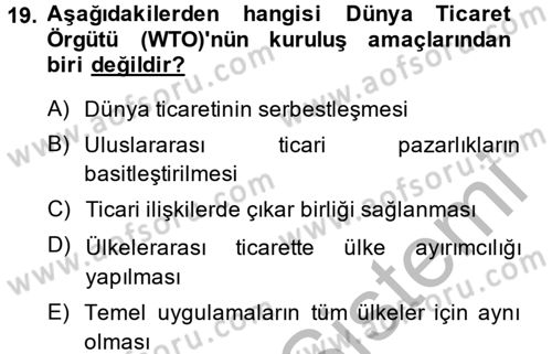 Lojistik İlkeleri Dersi 2014 - 2015 Yılı (Final) Dönem Sonu Sınav Soruları 19. Soru