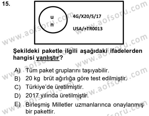 Lojistik İlkeleri Dersi 2017 - 2018 Yılı (Final) Dönem Sonu Sınav Soruları 15. Soru