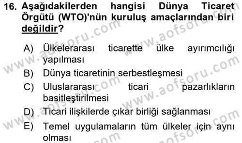 Lojistik İlkeleri Dersi 2017 - 2018 Yılı (Final) Dönem Sonu Sınav Soruları 16. Soru