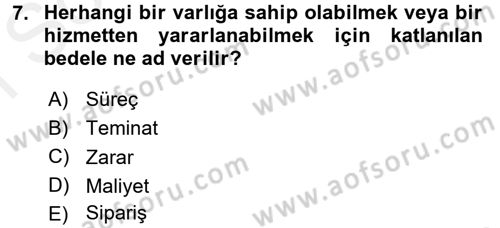 Lojistik İlkeleri Dersi 2017 - 2018 Yılı (Final) Dönem Sonu Sınav Soruları 7. Soru