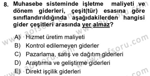 Lojistik İlkeleri Dersi 2017 - 2018 Yılı (Final) Dönem Sonu Sınav Soruları 8. Soru