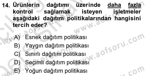 Lojistik İlkeleri Dersi 2018 - 2019 Yılı 3 Ders Sınav Soruları 14. Soru